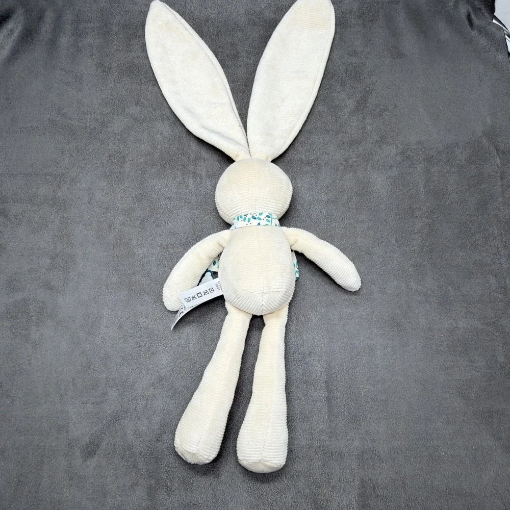Kaloo Lapinoo Cream Rabbit Baby Plush With Green Bow.